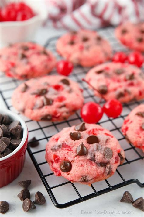 Cherry Chocolate Chip Cookies + Video | Dessert Now Dinner Later