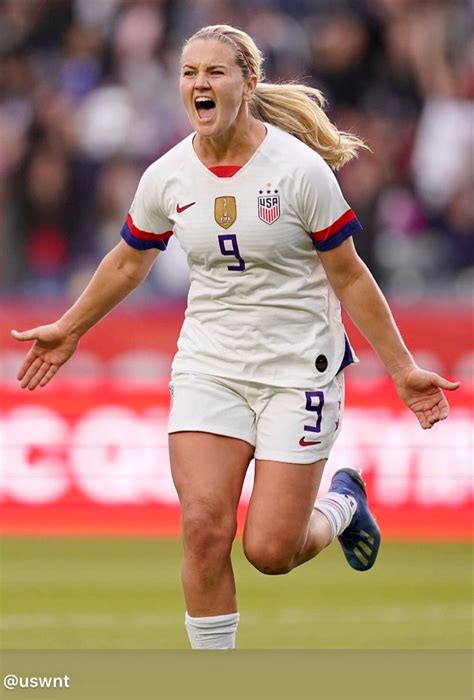 Lindsey Horan #9 of USA celebrates scoring a goal against Canada in the ...