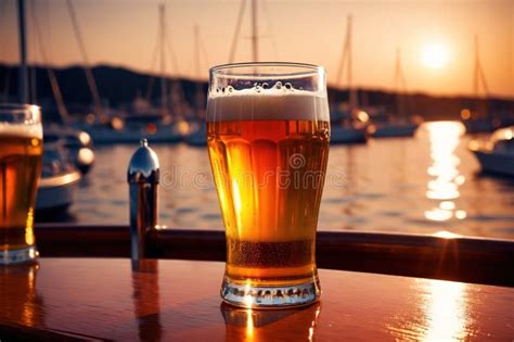 Glass of Beer on Deck of Yacht, Refreshing Drink for Luxury Travel ...