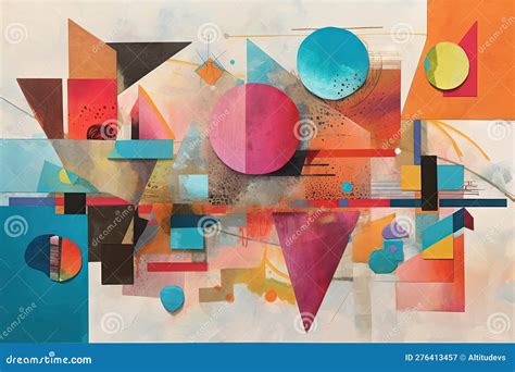 Mixed-media Piece with Geometric Shapes and Vibrant Colors Stock ...