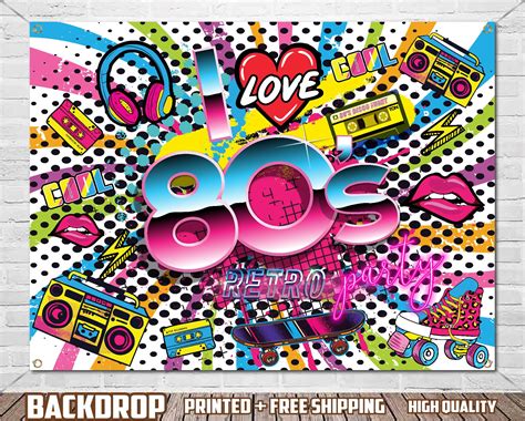 Love 80s 90s Party Birthday Backdrop - Etsy