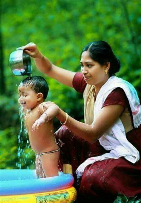 Kerala Woman bathing the child Mother Baby Photography, Village ...