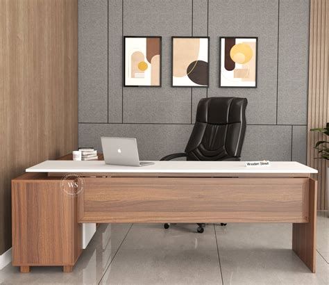 Buy Nexora L shape Modular Office Table with Three Drawers (Exotic Teak Frosty White) at 38% OFF ...