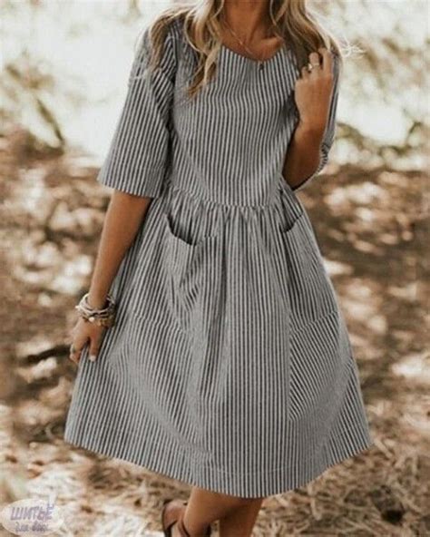 Одноклассники | Striped midi dress, Midi dress with sleeves, Cotton ...