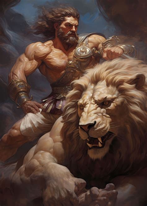 'Hercules And Nemean Lion' Poster, picture, metal print, paint by ...