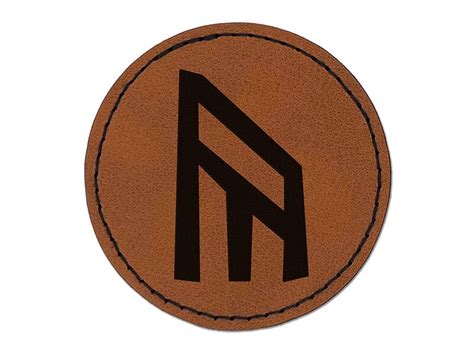 Norse Viking Dwarven Rune Letter Y Round Iron-On Engraved Faux Leather ...