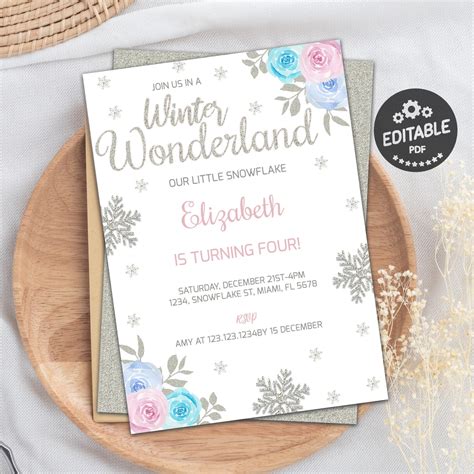 Winter Wonderland Invitation Winter Invitation Snowflake - Etsy