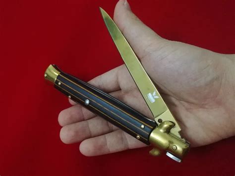 WHYEDC клон AKC складной стилет 1" Золотое лезвие 440C сталь с ...