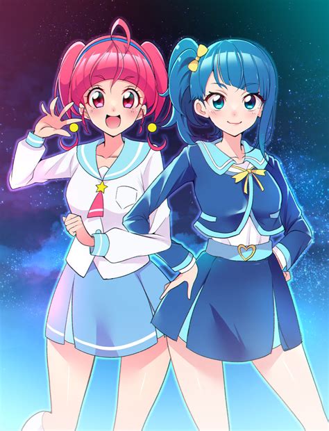 sora harewataru and hoshina hikaru (precure and 2 more) drawn by