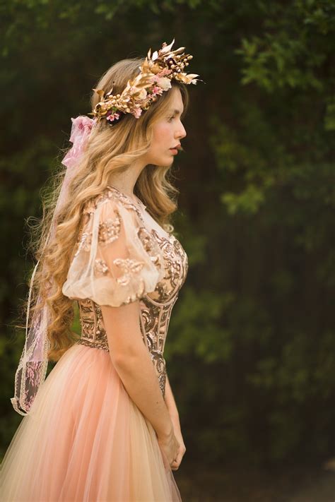 Golden boho wedding hair crown flower wedding wreath bridal hair crown