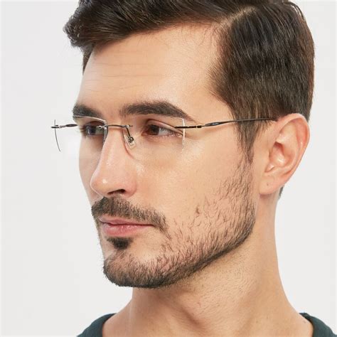 egbert rectangle gunmetal rimless titanium eyeglasses glassesshop