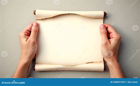 hands holding  opened scroll detailed illustration stock