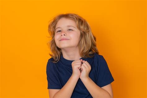 premium photo cute kid dream  yellow isolated studio background