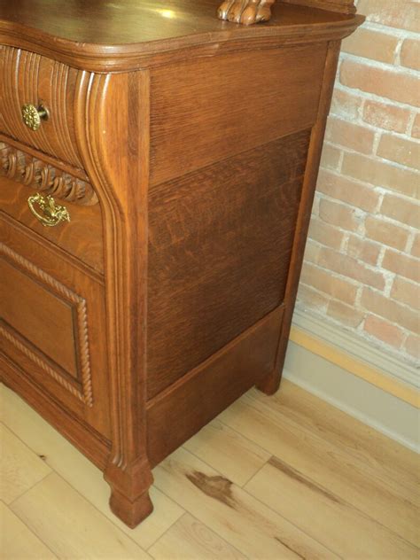 Antique Oak Buffet Sideboard W. Beveled Mirrors, Shipping is Not Free ...