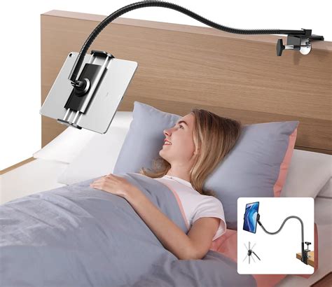 Buy elitehood Aluminum 360° Swivel Tilt iPad Holder for Bed Laying Down, Heavy Duty Long ...