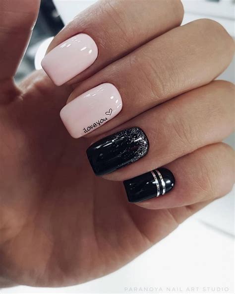маникюр на короткие ногти черный лак - uniformcustomize