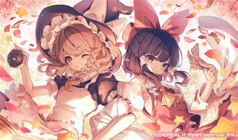 「魔理沙&霊夢を描かせていただきました!」|セキセイ@例大祭き43bのイラスト