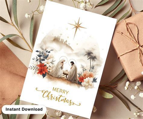 Set 3 Nativity Scene Religious Christmas Cards, Christian Christmas