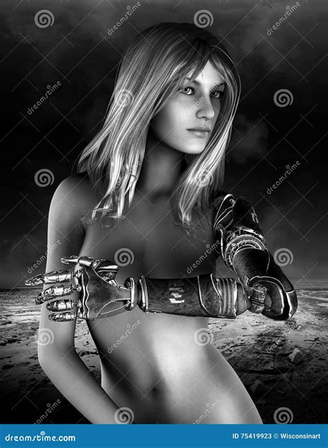Science Fiction Fantasy Nude Woman Stock Image - Image of robot
