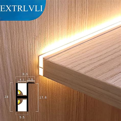 built  led strip cabinet layer shelf mm panel edge light lamp