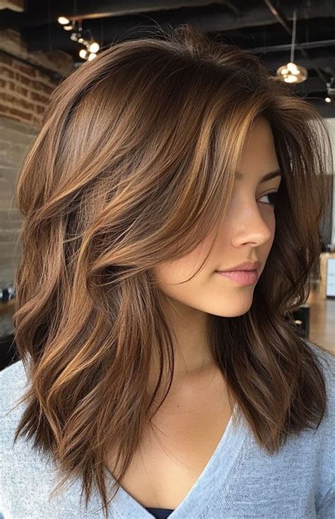 hot mocha mousse hair colour ideas shoulder length choppy layers