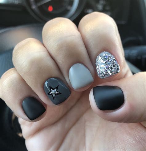 Star | nails | glitter | matte finish | gel manicure | nail art # ...