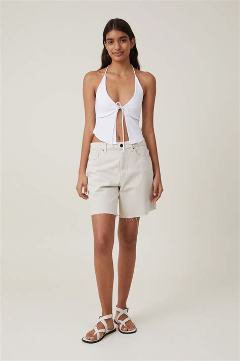 mia tie front halter top