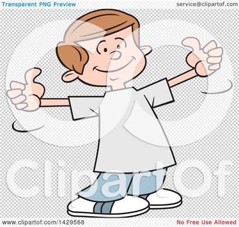 Clipart of a Cartoon Caucasian Boy Giving Two Thumbs up - Royalty Free ...