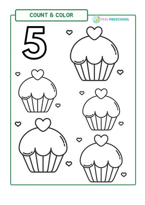 Number Count and Color Worksheets - Free Preschool