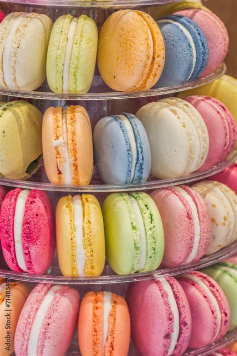 Macarons in different colors and flavors Stock Photo | Adobe Stock