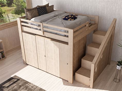 How to Build a Queen Size Bunk Bed With Storage and Furniture - DIY