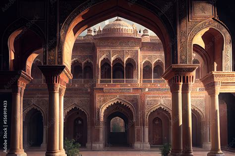 Mughal palace, or mughal architecture arches, Generative AI Stock ...