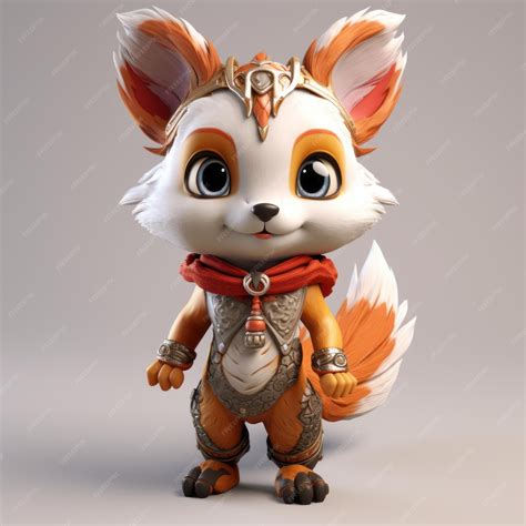 Playful Innocence 3d Fox Character With Armor | Premium AI-generated image