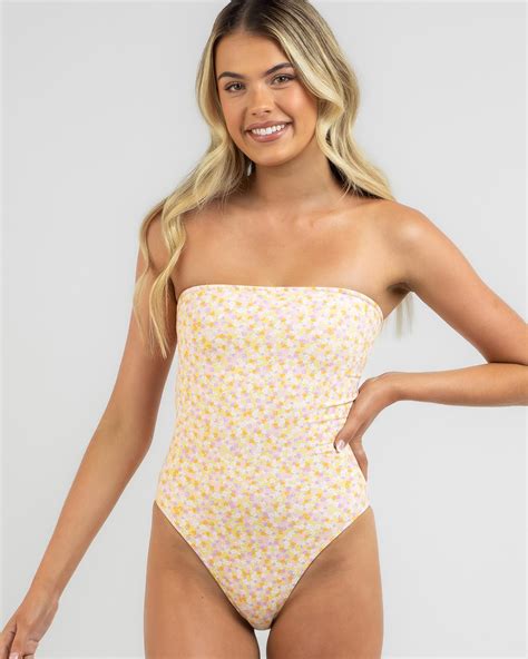 Shop Rhythm Euphoria Floral Strapless One Piece Swimsuit In Pink - Fast