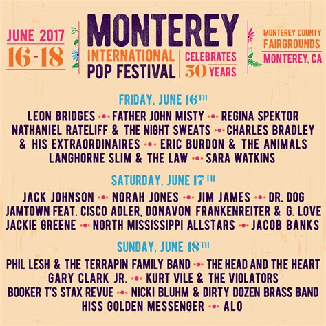 DAILY LINEUP ANNOUNCEMENT & SINGLE DAY TICKETS - Monterey International