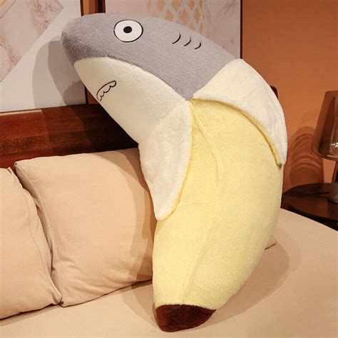 Fairnull 45cm Shark Banana Plush Toy Cute Shark Head Banana Body 2-in-1