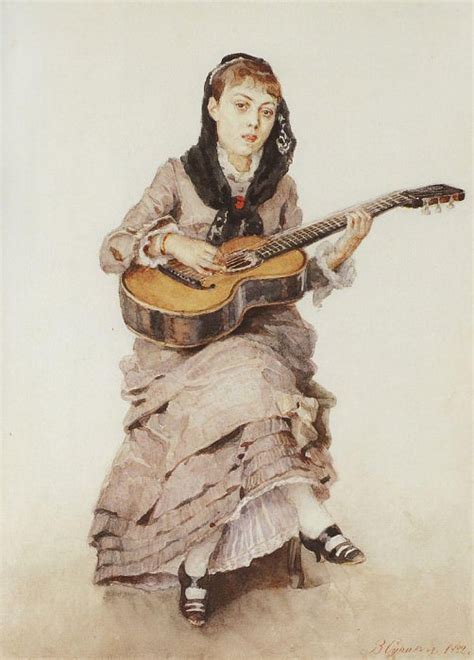 With guitar. Portrait of Princess S. Kropotkin — Vasily Ivanovich Surikov