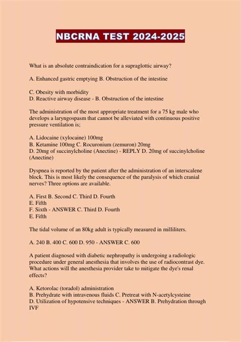 NBCRNA TEST - NBCRNA - Stuvia US