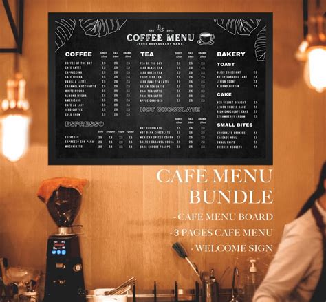 Minimal Cafe Menu Board Template Bundle, bearbeitbare Cafe Menü-Vorlage ...