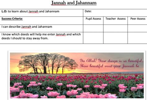 Jannah & Jahannam Worksheet – Safar Resources – Beta