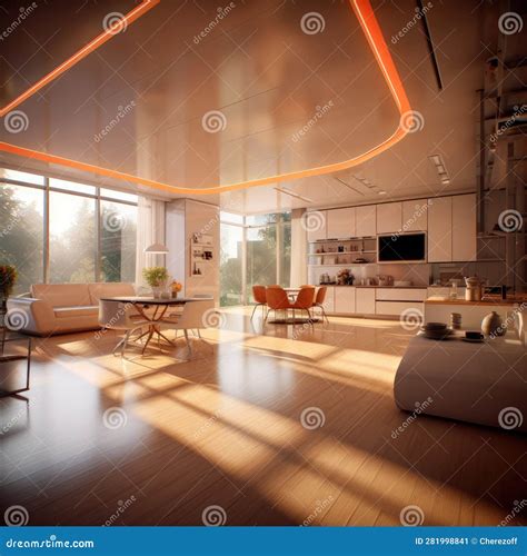 The Interior of the Future. High-tech Stock Illustration - Illustration