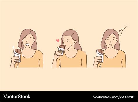 Eating chocolate happiness hormone endorphin Vector Image