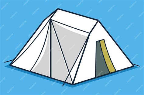 Premium Vector | A cartoon drawing of a white tent with a yellow stripe