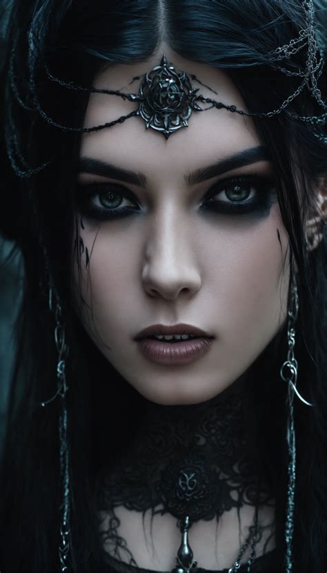 Lexica - A scary girl, close up face, pale skin, long crazy black hair