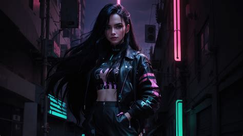 cyber girl tale   scifi universe  streets laptop full hd
