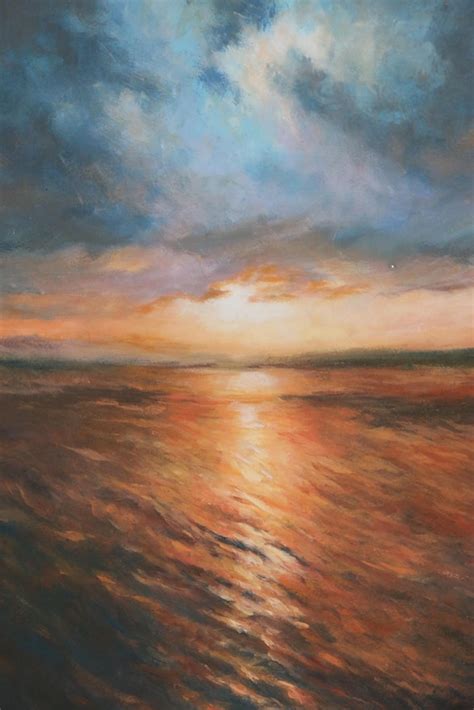 Oil Painting of Seascape Sunset Scene | EBTH