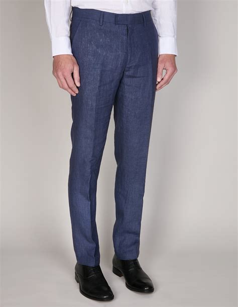 Simon Carter Grant Navy Linen Trouser | David Jones