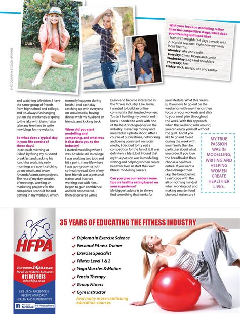 AMANDA ADAMS in Fitness Magazine, South Africa March/April 2014 Issue