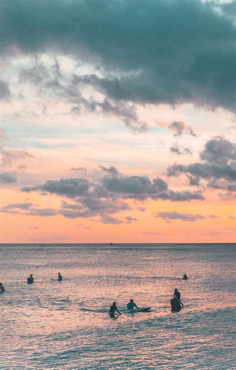 Download People Swimming Silhouette On Beach Sunrise Wallpaper ...
