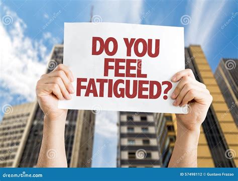 Do You Feel Fatigued? Card with Cityscape Background Stock Photo